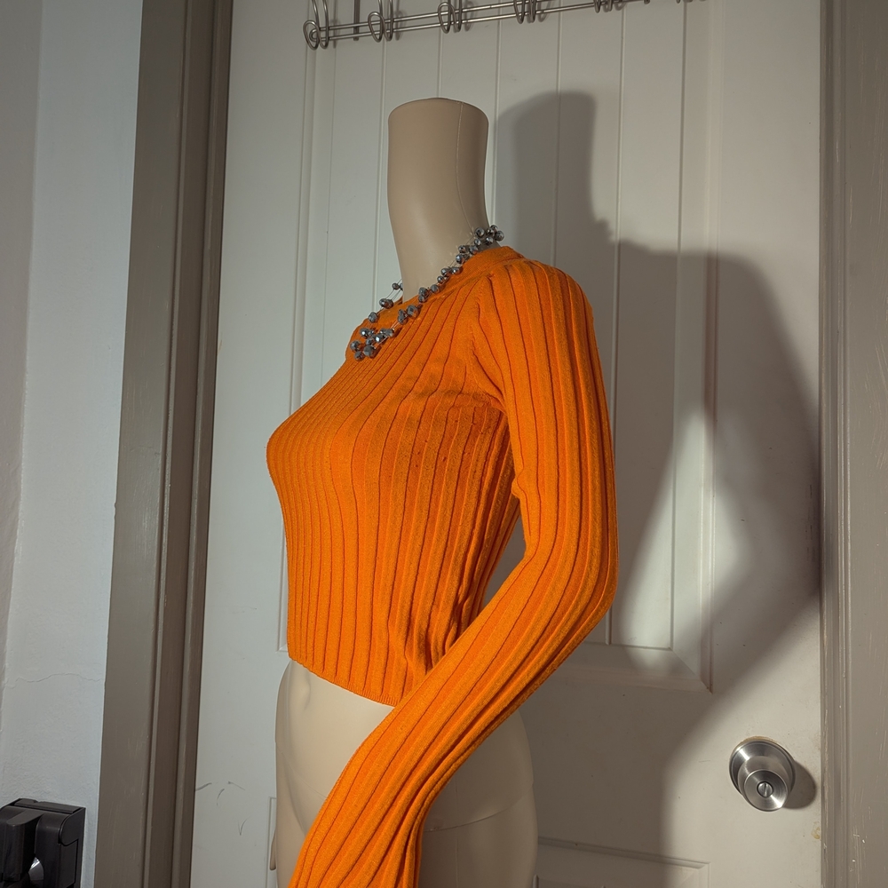 Sincerely Jules Bold Orange Ribbed Top